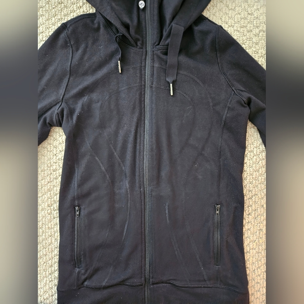 Lululemon Black Hooded Zip-Up Jacket Size 2 - Picture 5 of 9